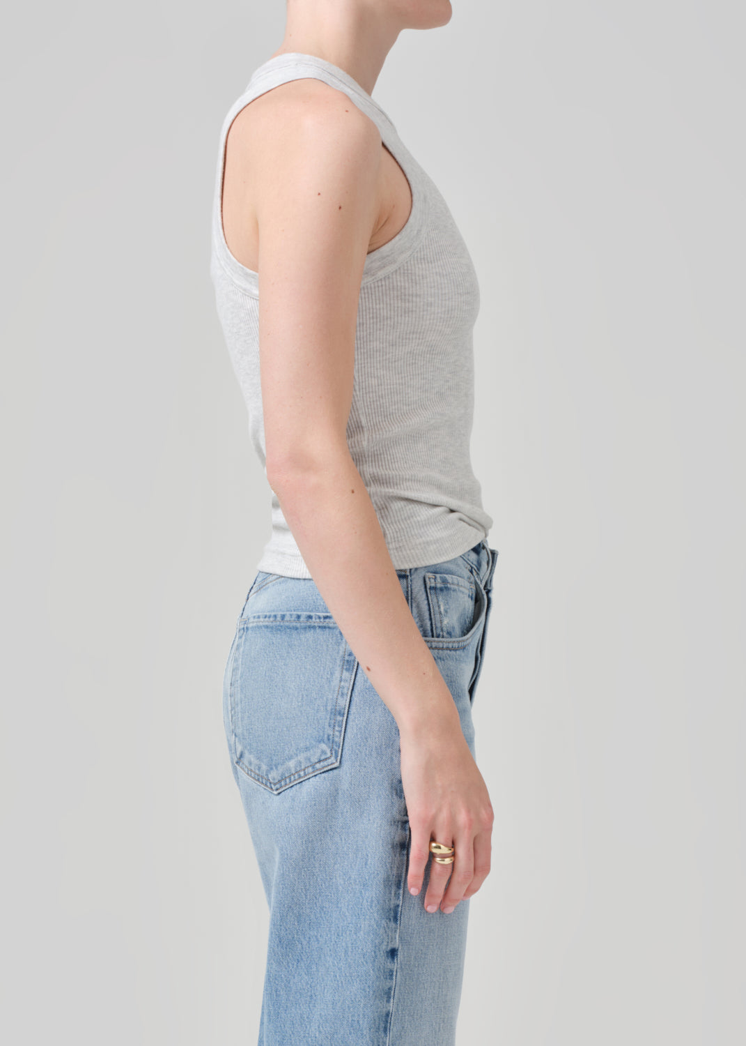 Isabel Rib Tank in Heather Grey