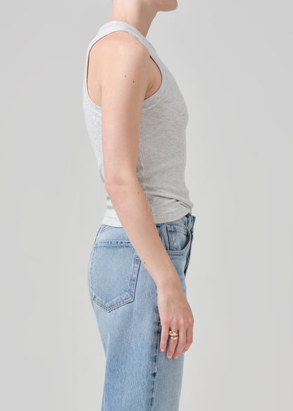 Isabel Rib Tank in Heather Grey side