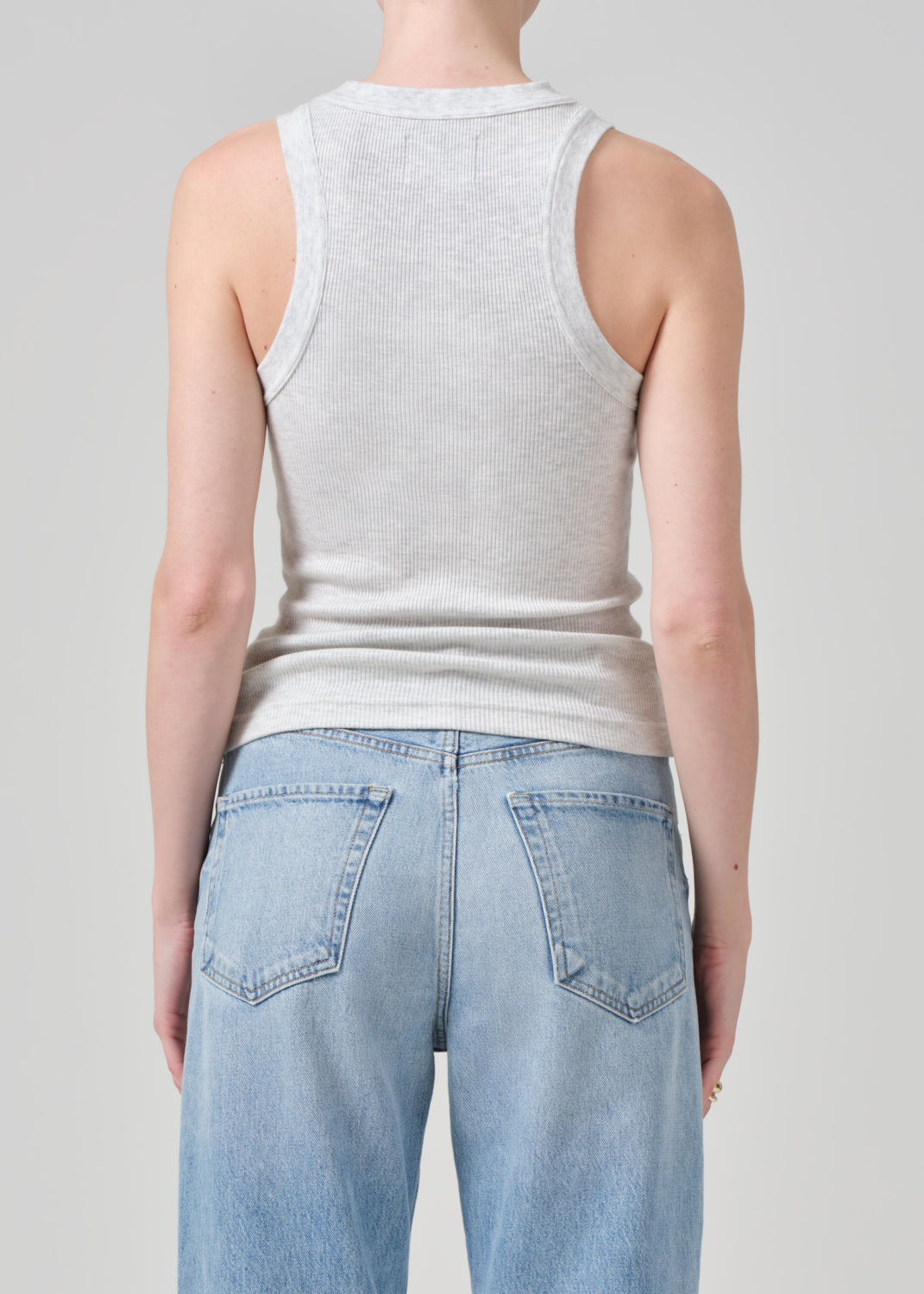 Isabel Rib Tank in Heather Grey back