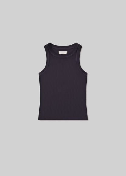 Isabel Rib Tank in Charcoal flat