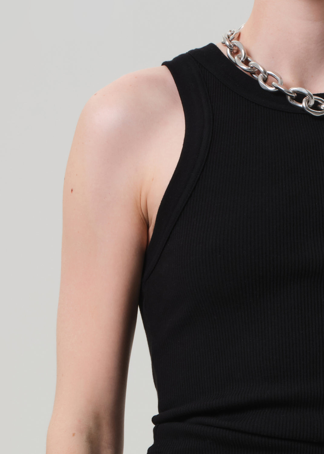 Isabel Rib Tank in Black detail