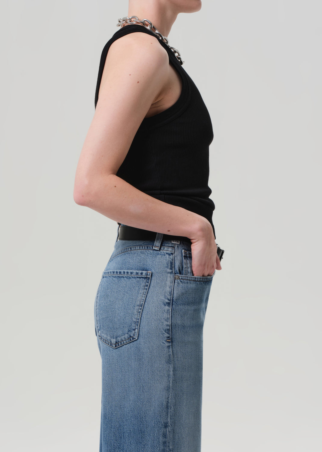 Isabel Rib Tank in Black side