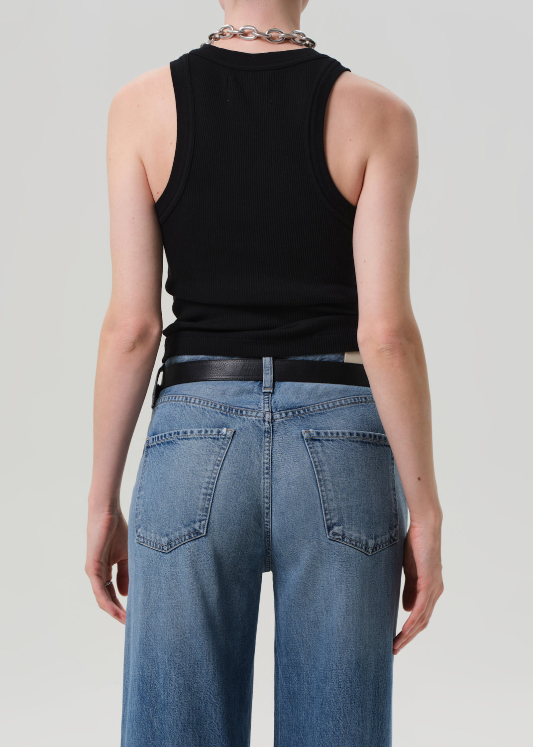 Isabel Rib Tank in Black back