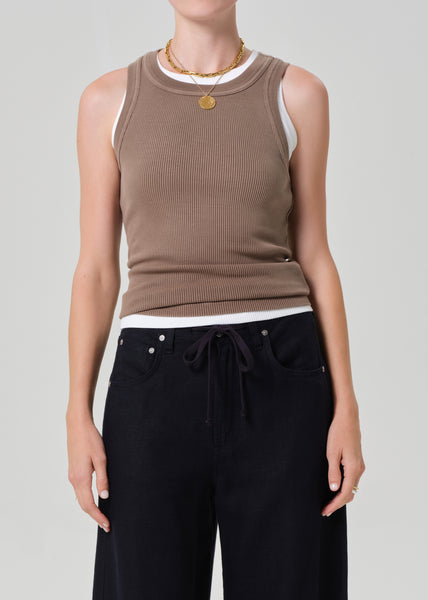 OVERNEATH Rib Tank Rib Sleeves セット チャコール CURVED RIB TANK / CHARCOAL MELANGE – THIS IS FABRIC