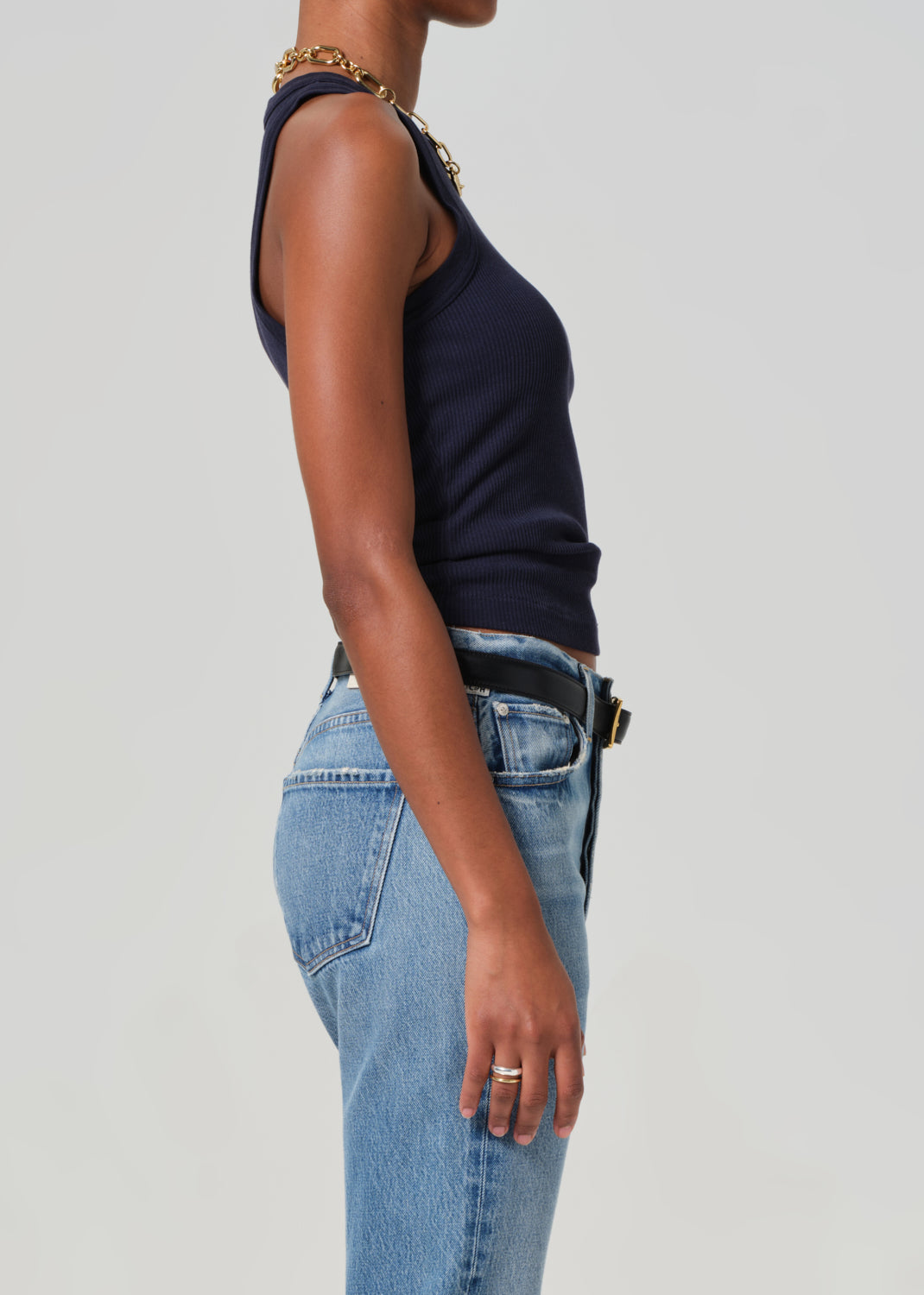 Isabel Rib Tank in Navy side