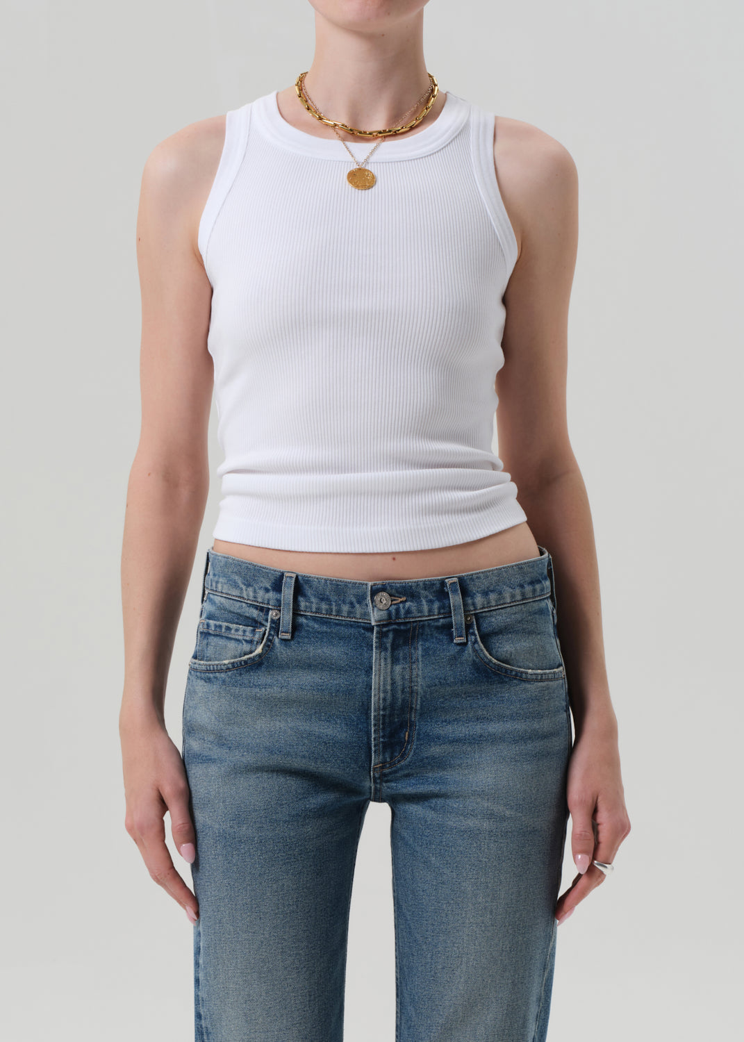 Isabel Rib Tank in White front