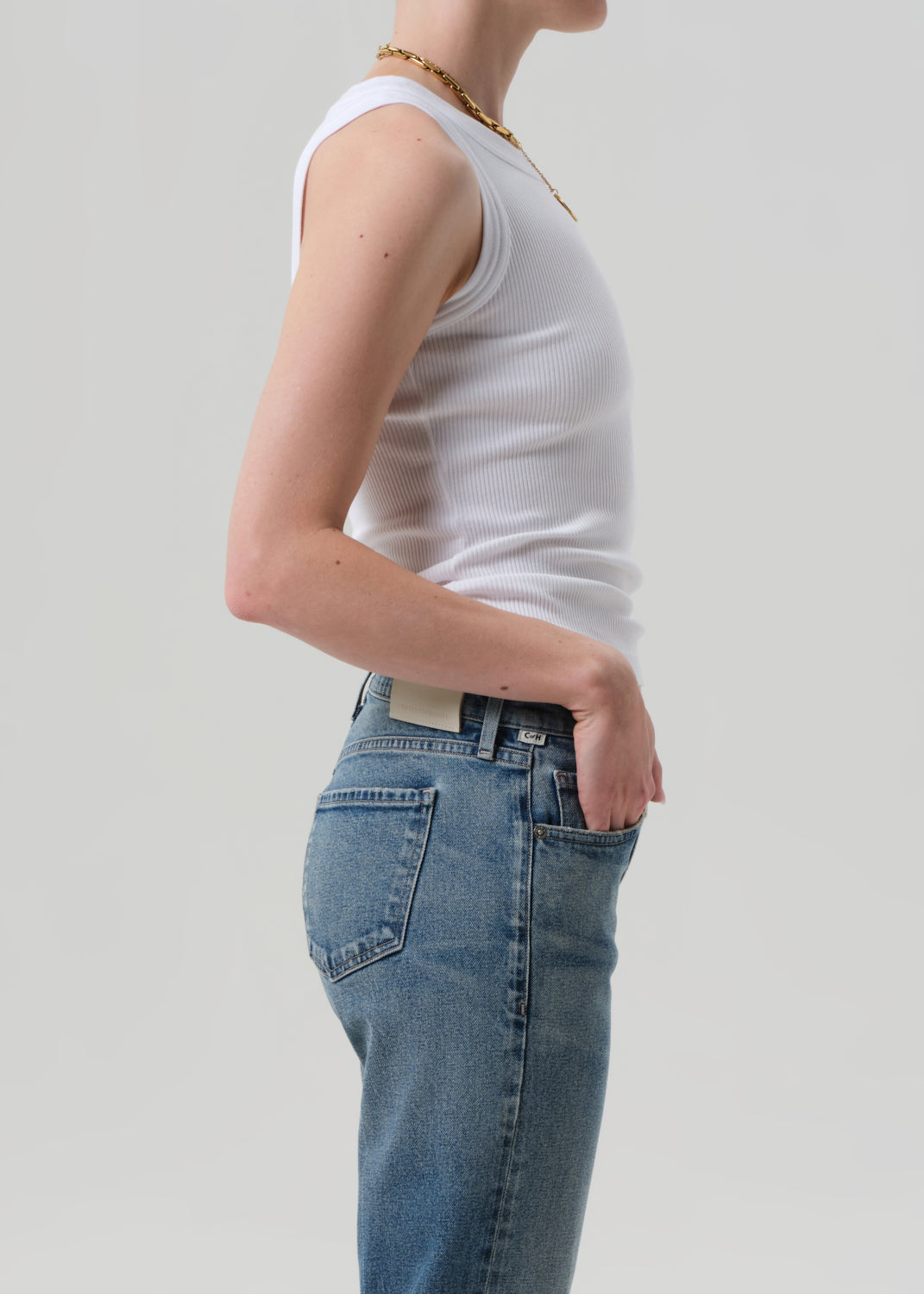 Isabel Rib Tank in White side