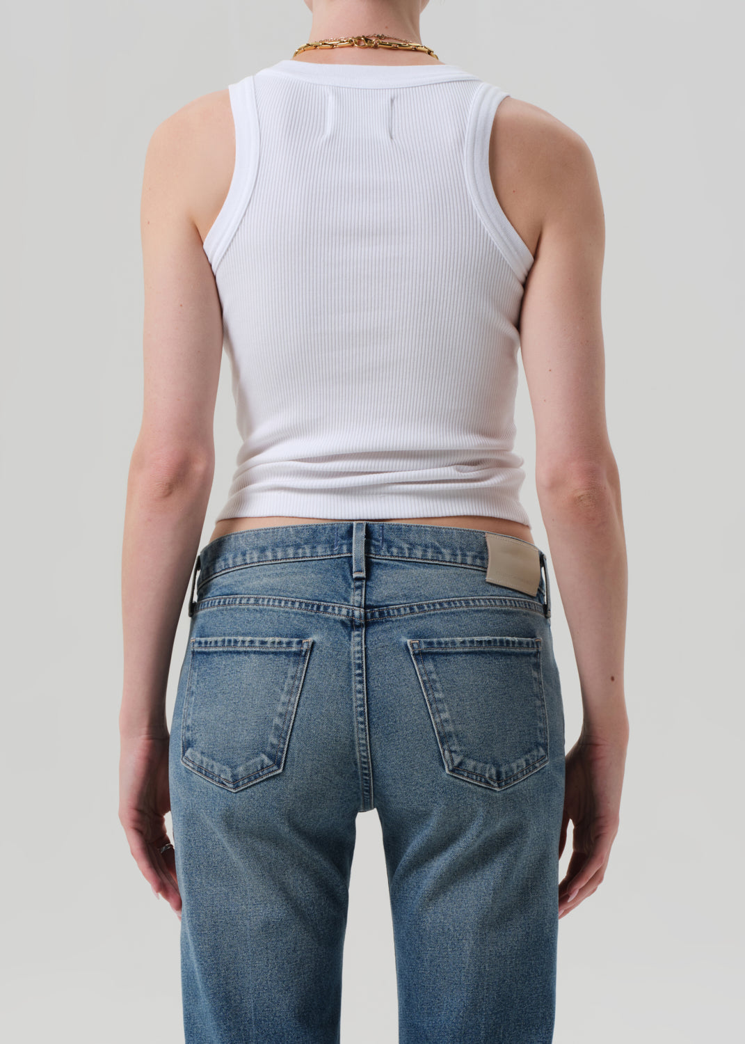 Isabel Rib Tank in White back