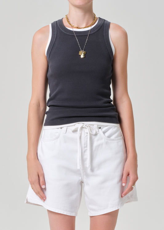 Isabel Rib Tank in Charcoal Mineral