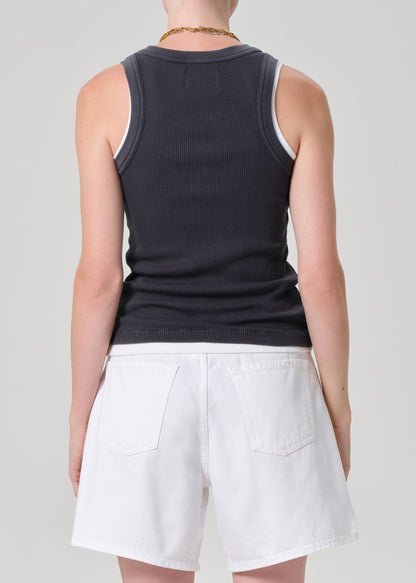 Isabel Rib Tank in Charcoal Mineral
