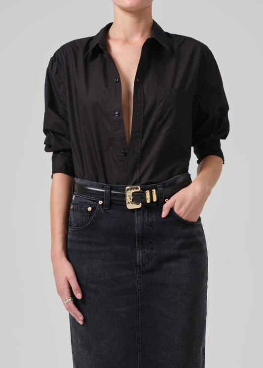 Kayla Shrunken Shirt in Black front
