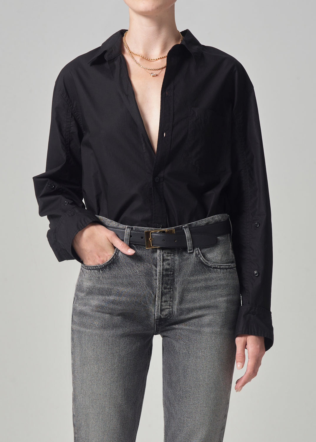 Kayla Shrunken Shirt - Black