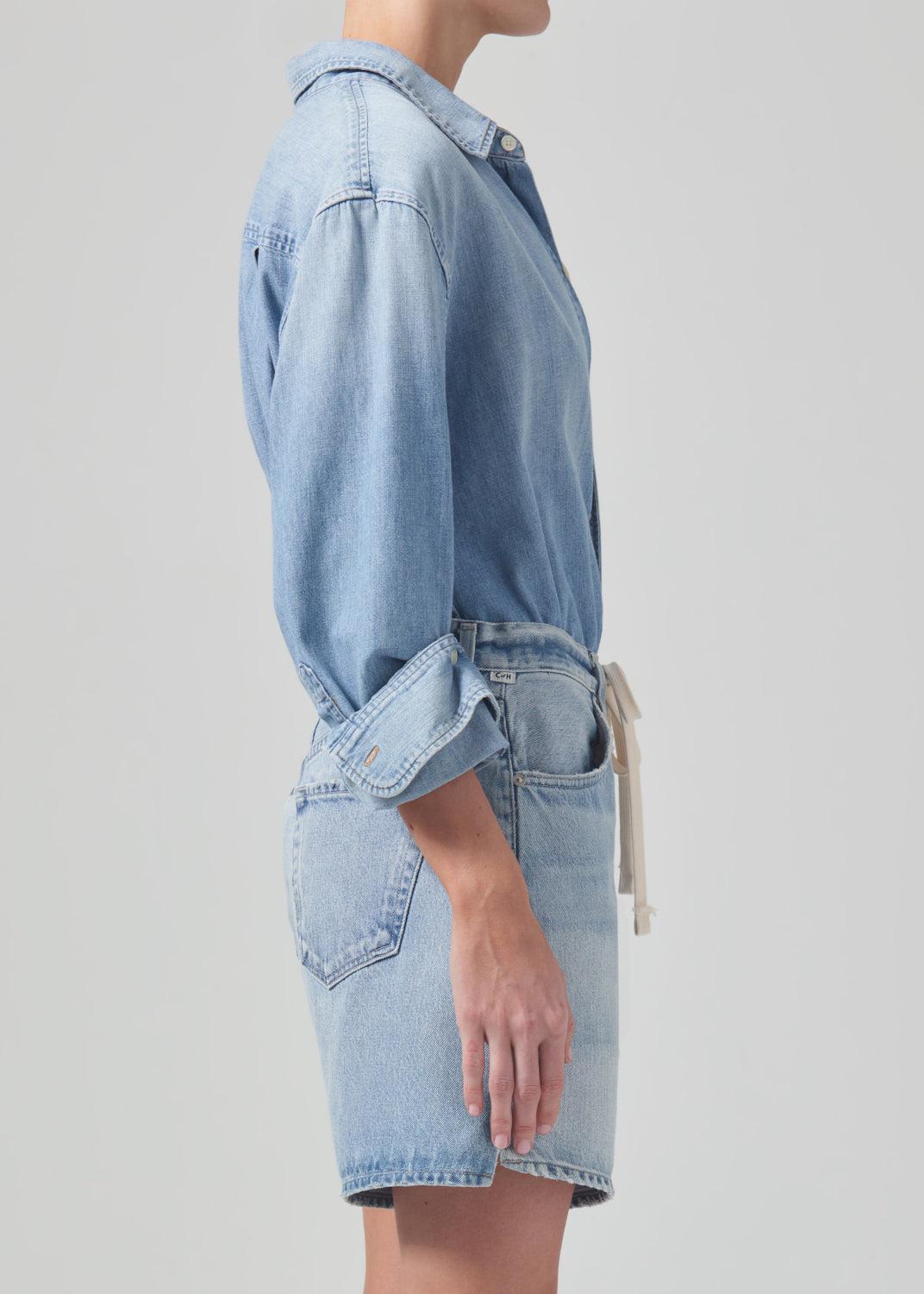 GRLFRND One Shoulder Denim Kyla Shirt In high quality Night Song Sz S