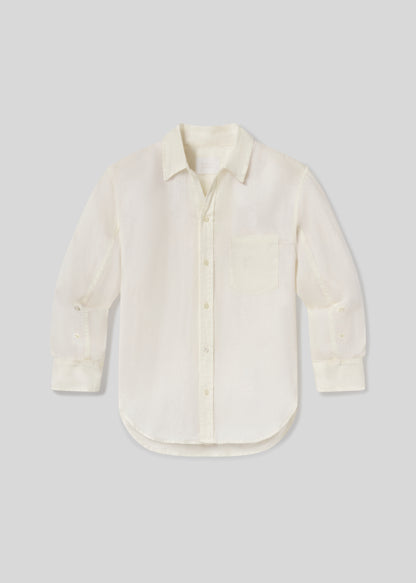 Kayla Shrunken Linen Shirt in Vanilla flat