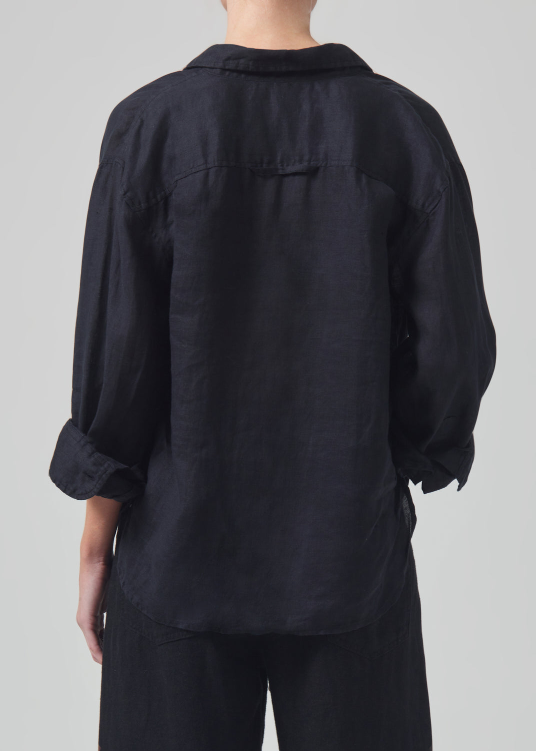 Kayla Shrunken Linen Shirt in Black