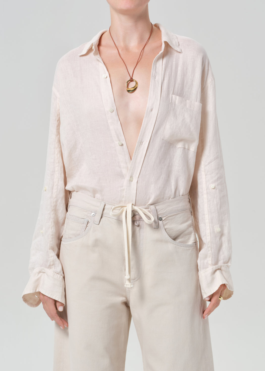 Kayla Shrunken Linen Shirt
In Pale Stone
