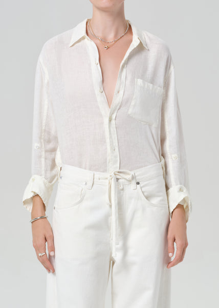 Kayla Shrunken Linen Shirt in Vanilla – Citizens of Humanity