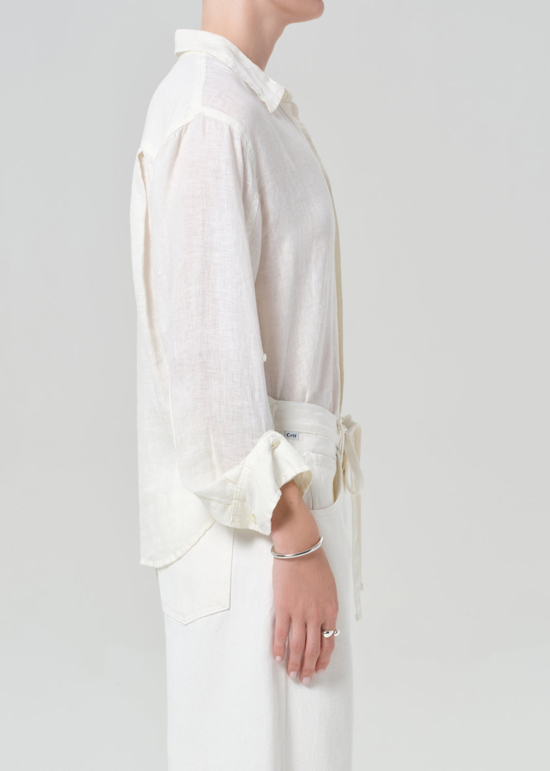 Kayla Shrunken Linen Shirt in Vanilla – Citizens of Humanity