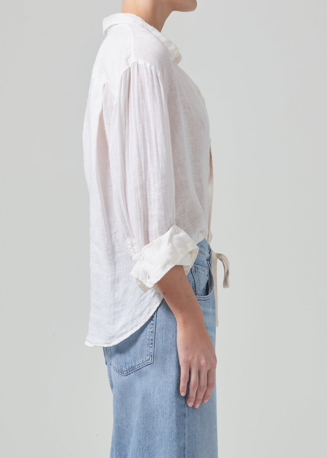 Kayla Shrunken Linen Shirt in Vanilla