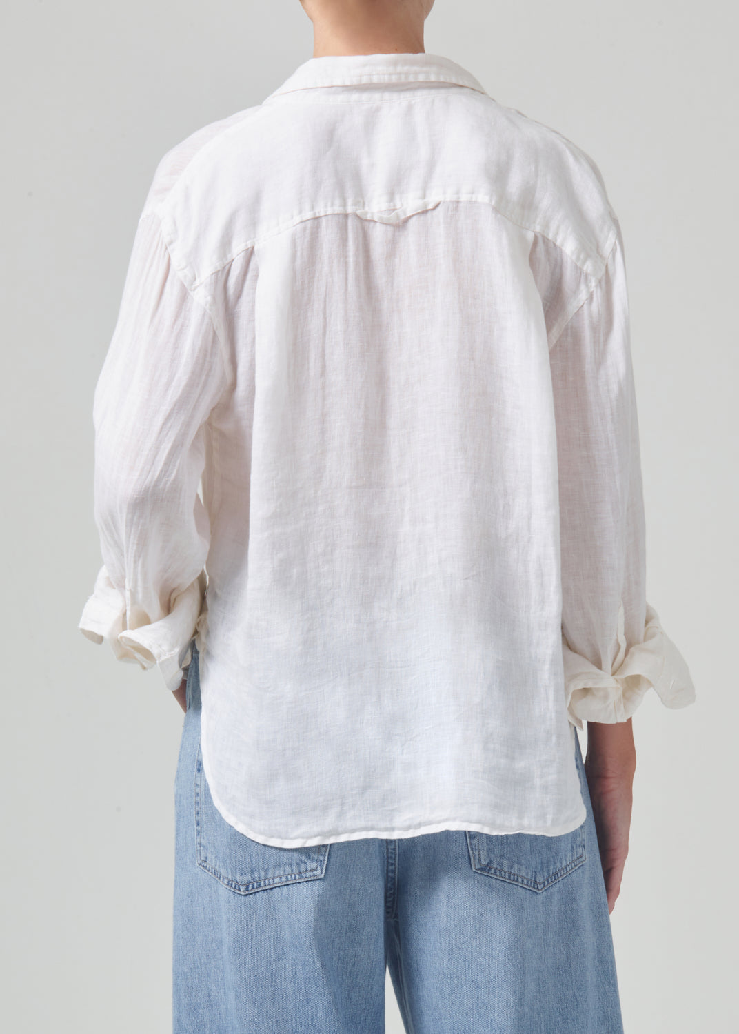 Kayla Shrunken Linen Shirt in Vanilla