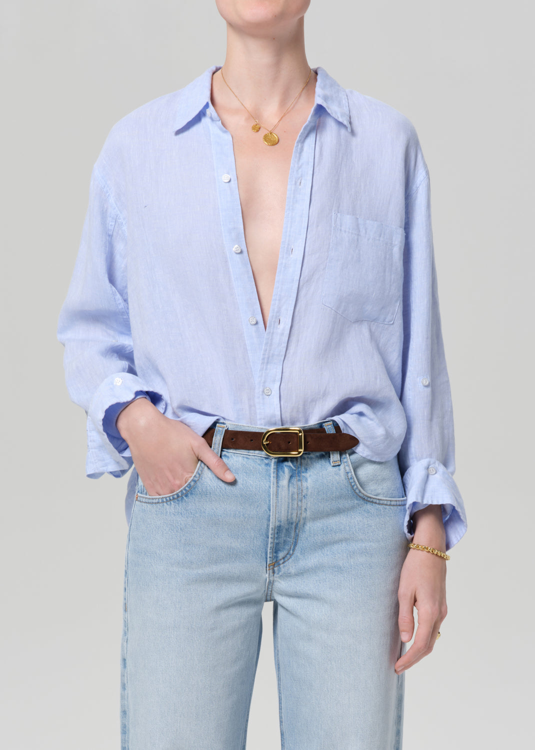 Kayla Shrunken Linen Shirt Glint