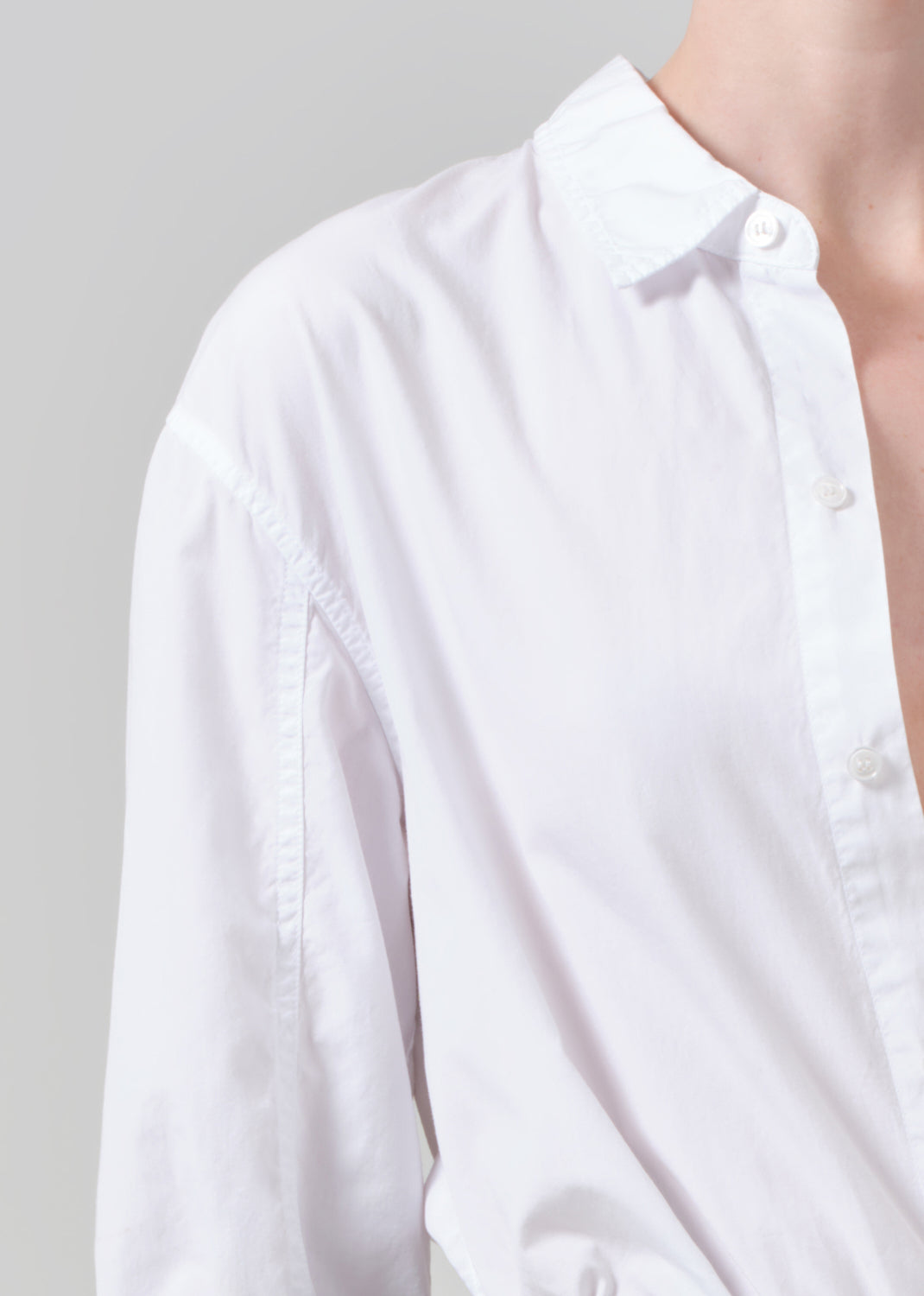 Kayla Shrunken Shirt in Optic White detail