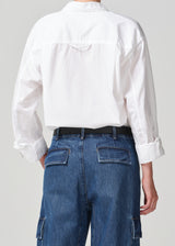 Aave Oversized Cuff Shirt in Optic White