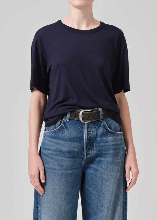 Elisabetta Relaxed Tee in Navy front