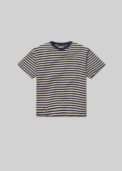 Elisabetta Relaxed Tee in Navy Stripe flat