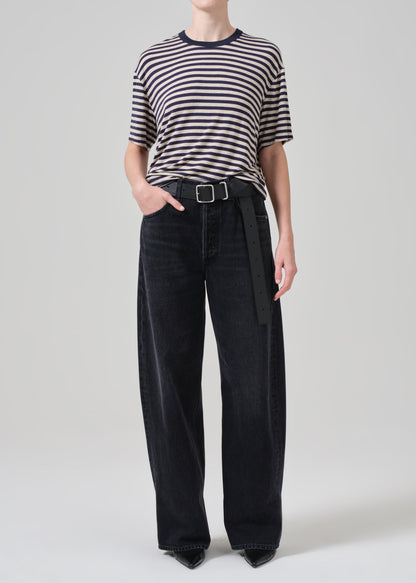 Elisabetta Relaxed Tee in Navy Stripe full front