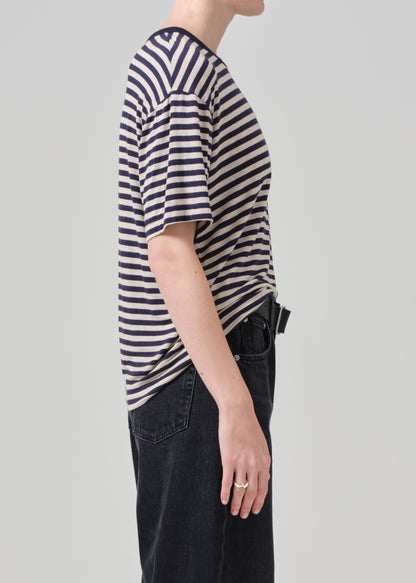 Elisabetta Relaxed Tee in Navy Stripe side