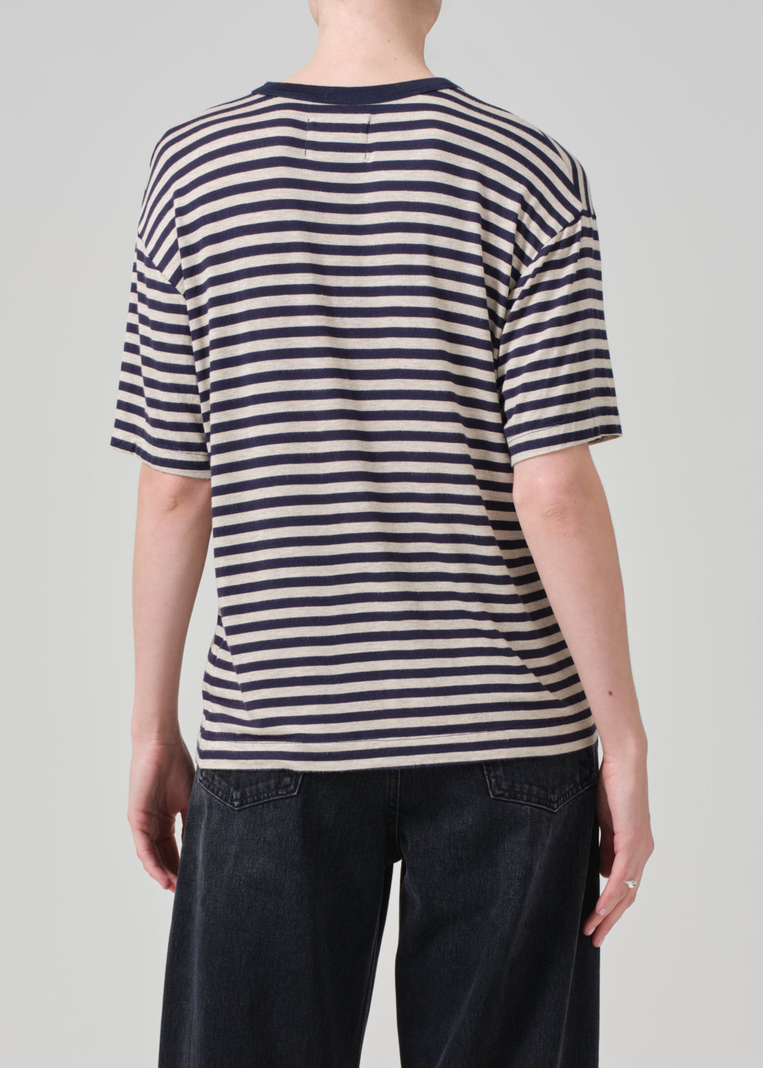 Elisabetta Relaxed Tee in Navy Stripe back