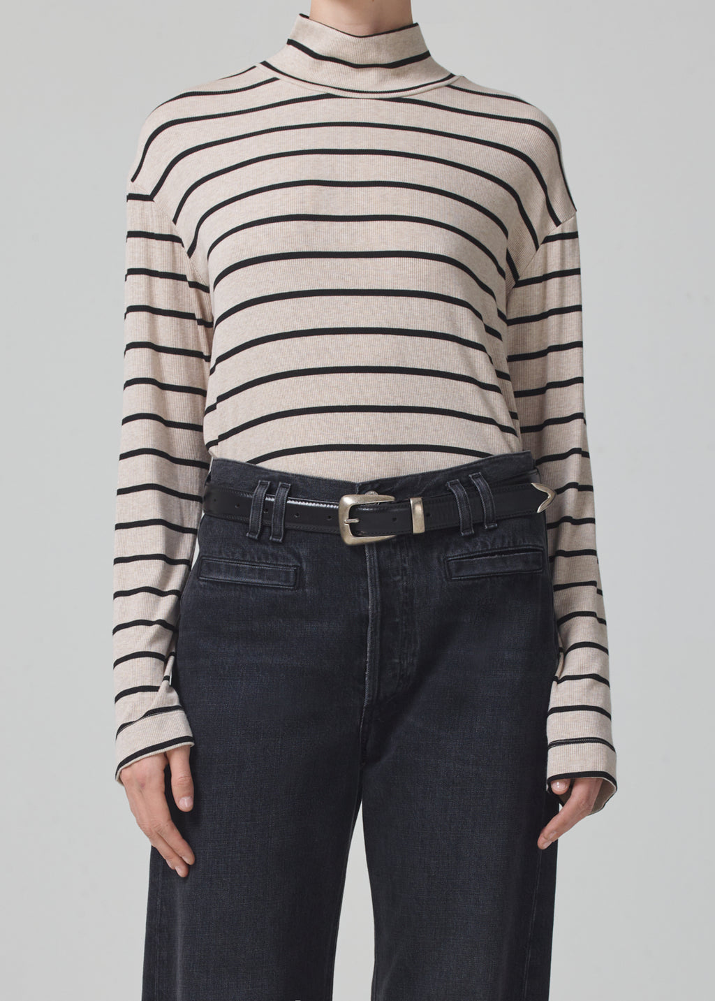 Selma Turtleneck in Oatmeal Stripe