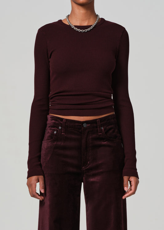 Bina Crewneck in Burgundy FRONT