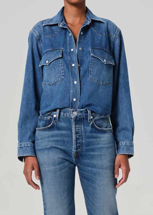 Cropped Western Shirt in Chaya front