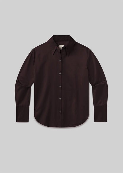 Camilia Shirt in Chocolate Dark Brown flat