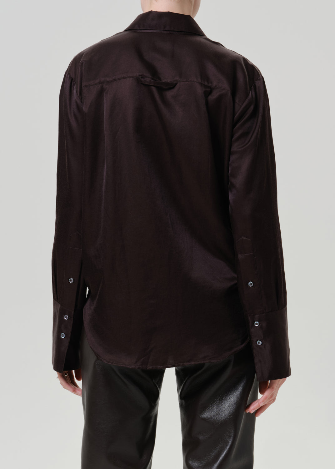Camilia Silk Cotton Shirt in Chocolate Dark Brown