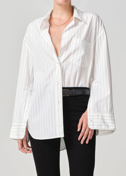 Cocoon Shirt in Bitter Chocolate Stripe