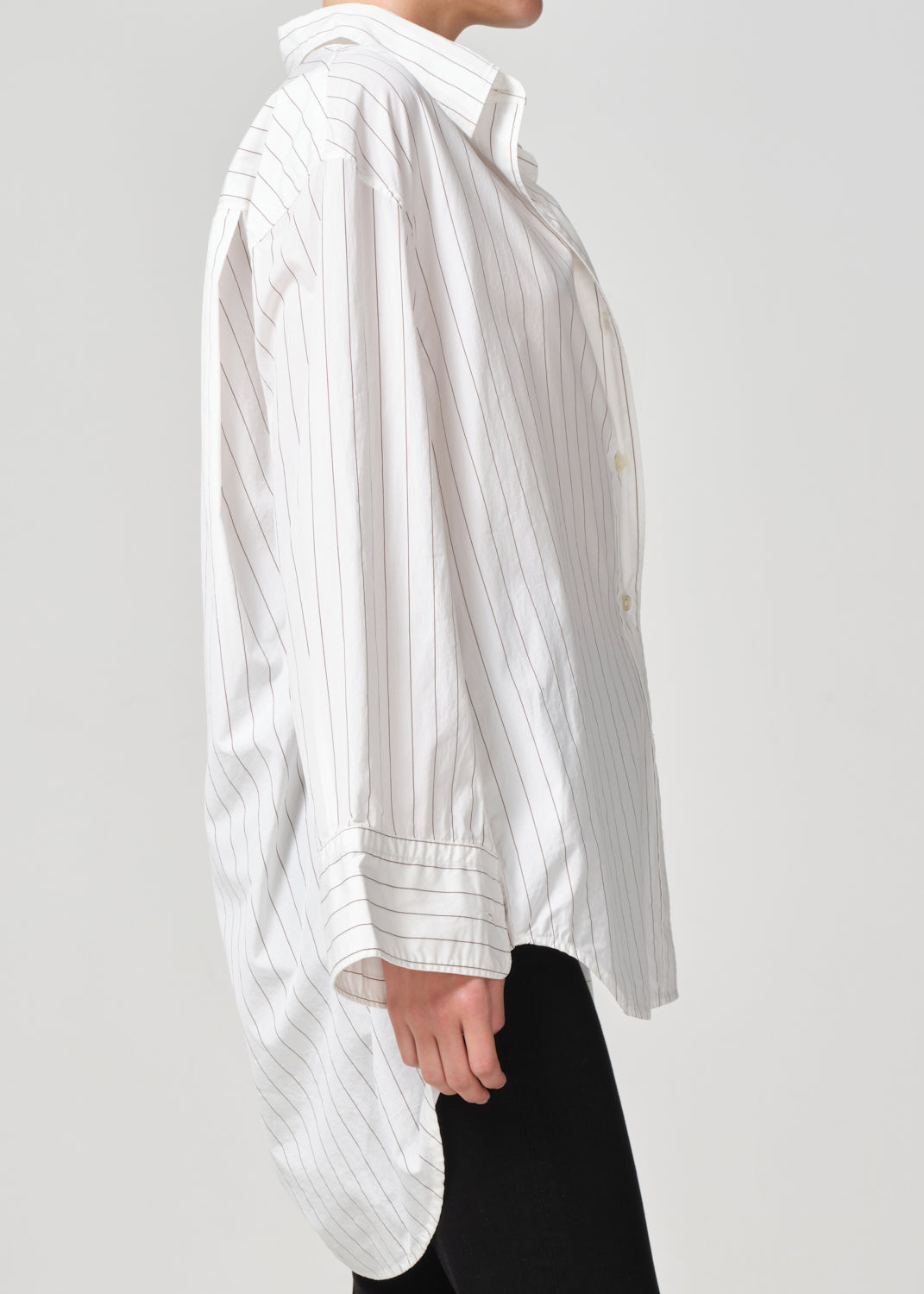 Cocoon Shirt in Bitter Chocolate Stripe