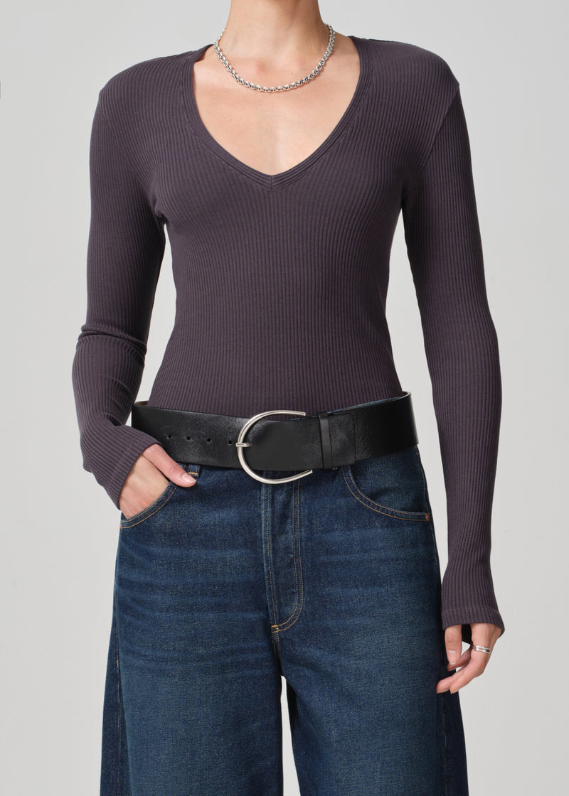 Florence V Neck in Charcoal