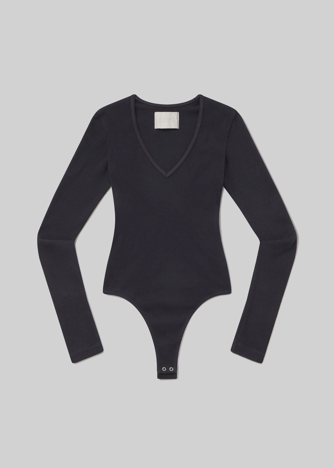 Helsa Deep V Bodysuit in Charcoal flat