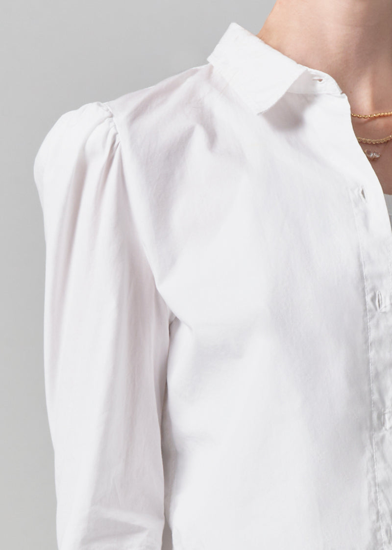 Nia Puff Sleeve Crop Shirt in Optic White