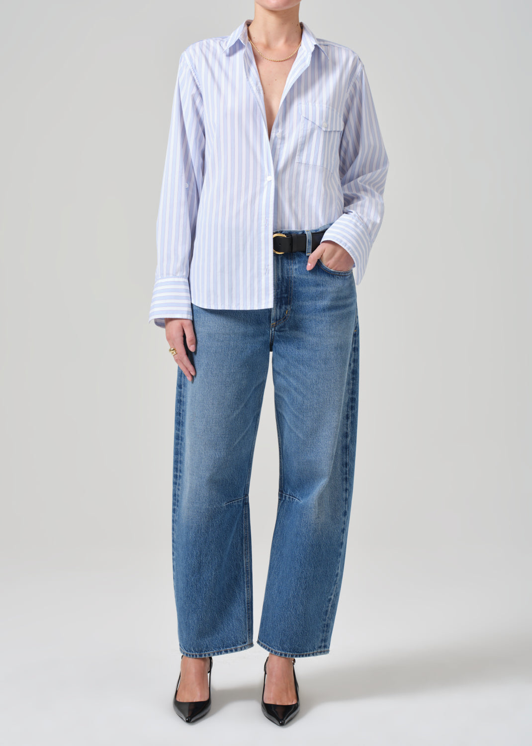 Shay Shirt in French Stripe full front