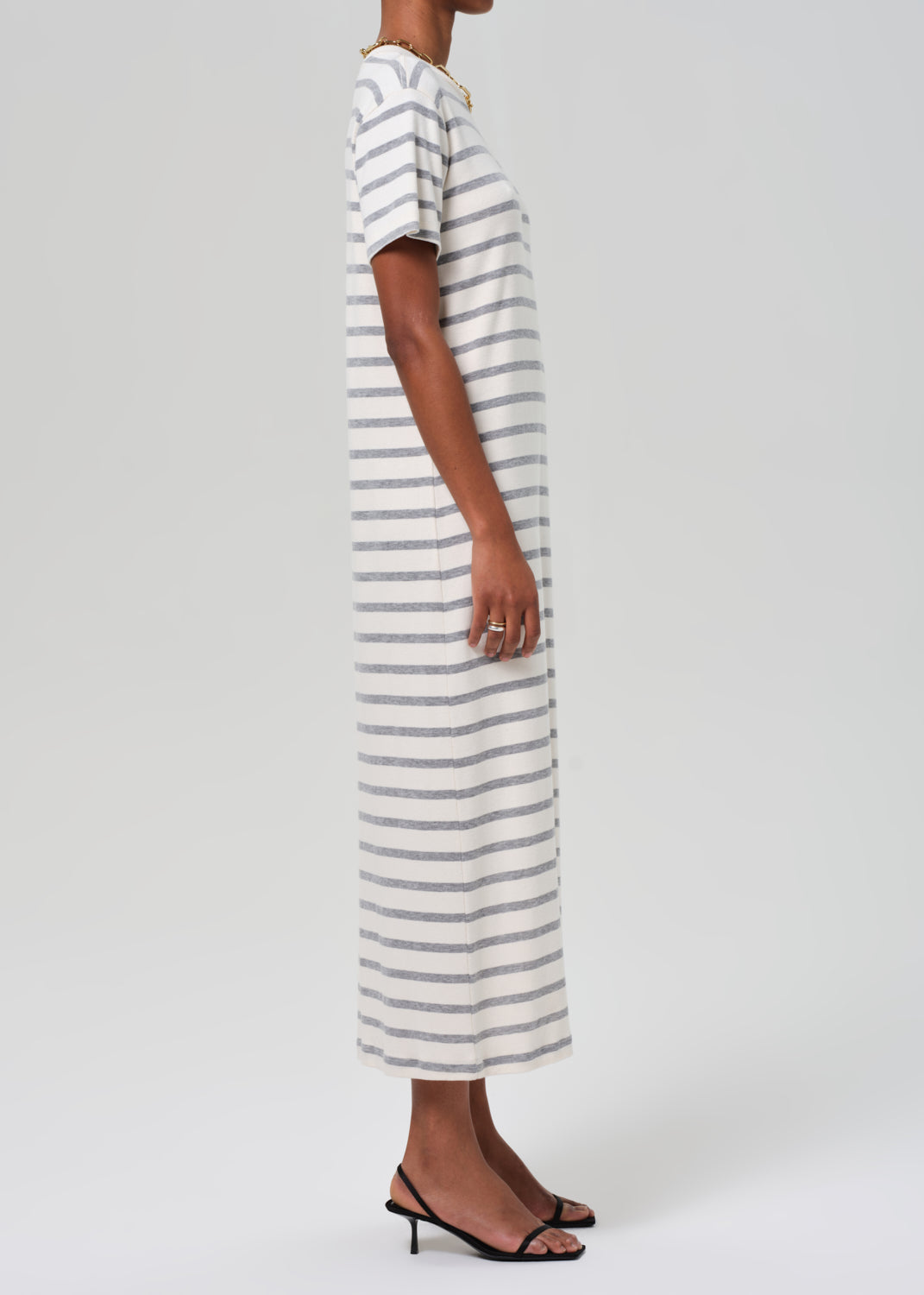 Goldie Dress in Campanula Stripe side