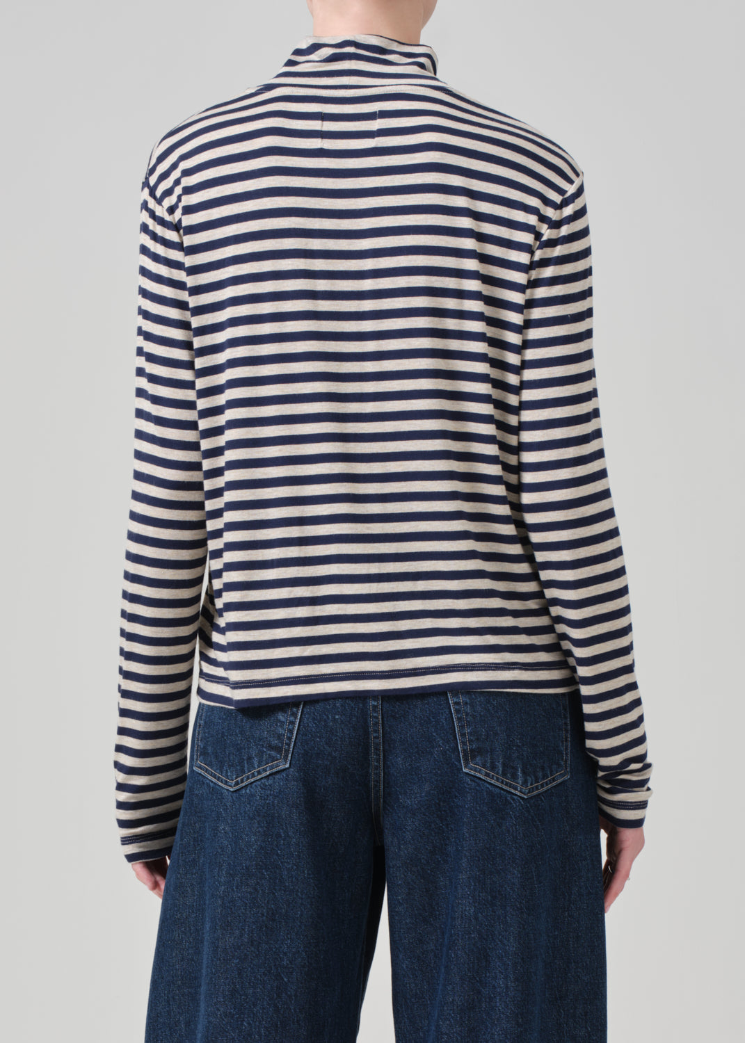 Alexandra Turtleneck in Navy Stripe back