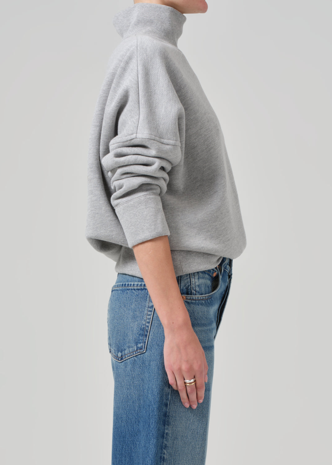 Cara Turtleneck in Heather Grey side