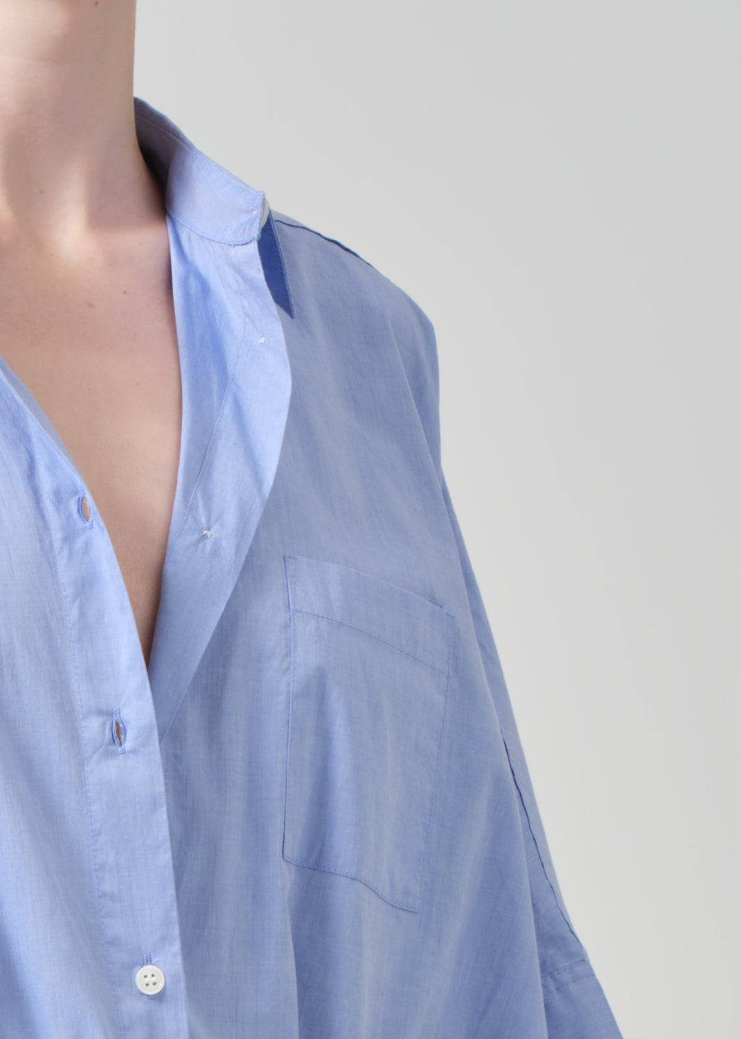 Claire Origami Shirt in Blue End On End