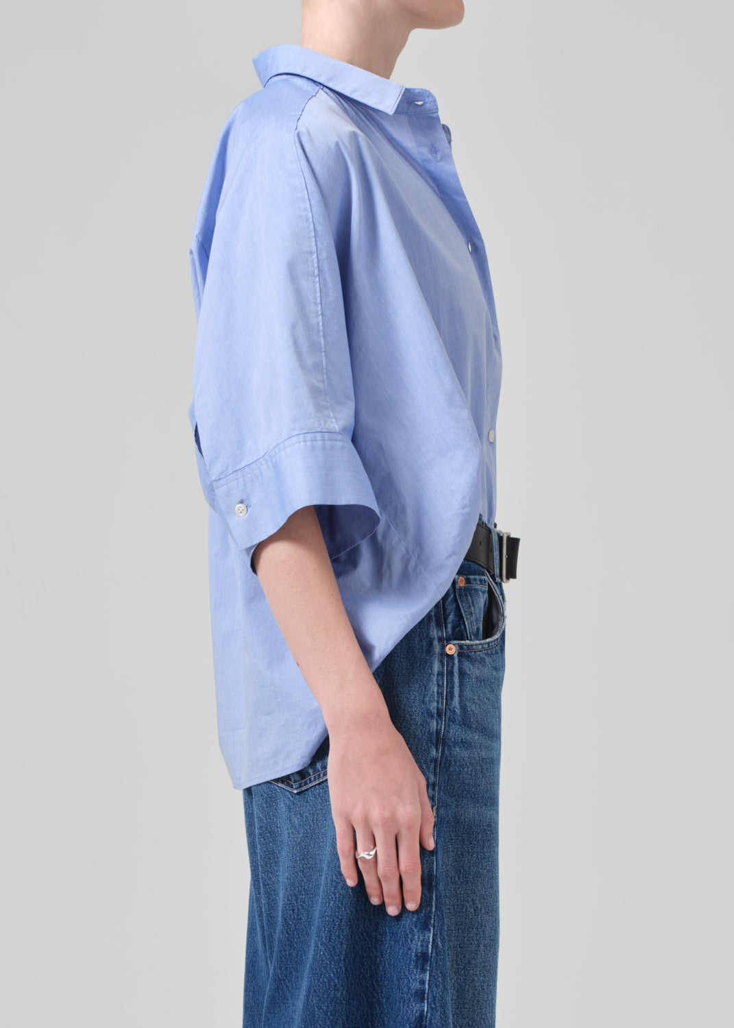 Claire Origami Shirt in Blue End On End