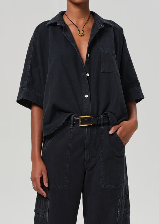 Claire Origami Shirt in Washed Black front