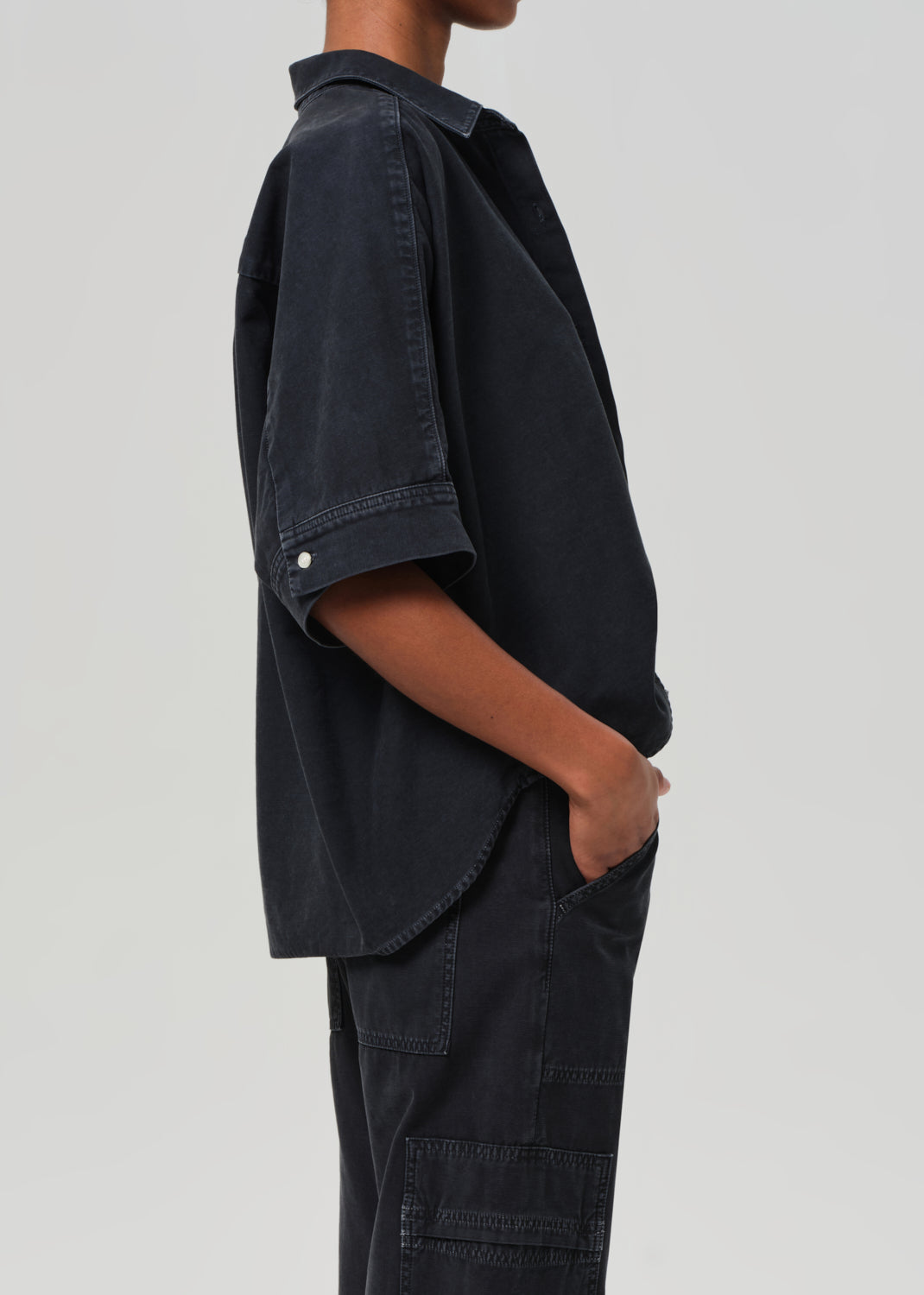 Claire Origami Shirt in Washed Black side